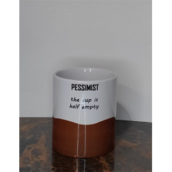 humorous coffee mug optimist pessimist realist coffee pessimist side