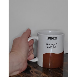 humorous coffee mug optimist pessimist realist coffee optimist side lend in hand