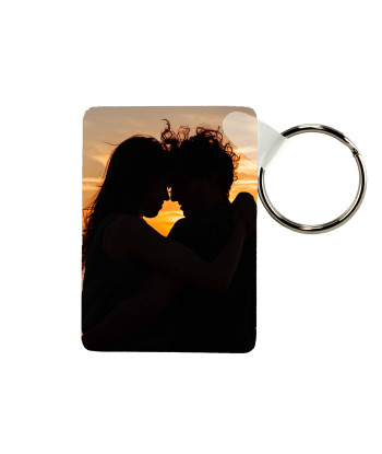 Key tag with a personal photo in a portrait orientation