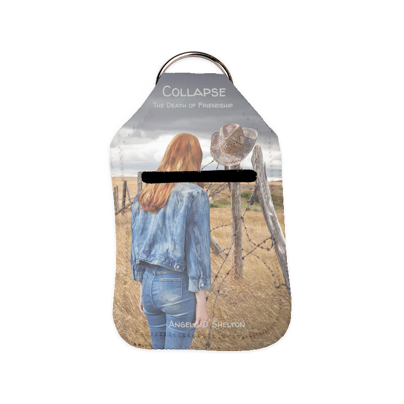 hand sanitizer holder with authors book front cover
